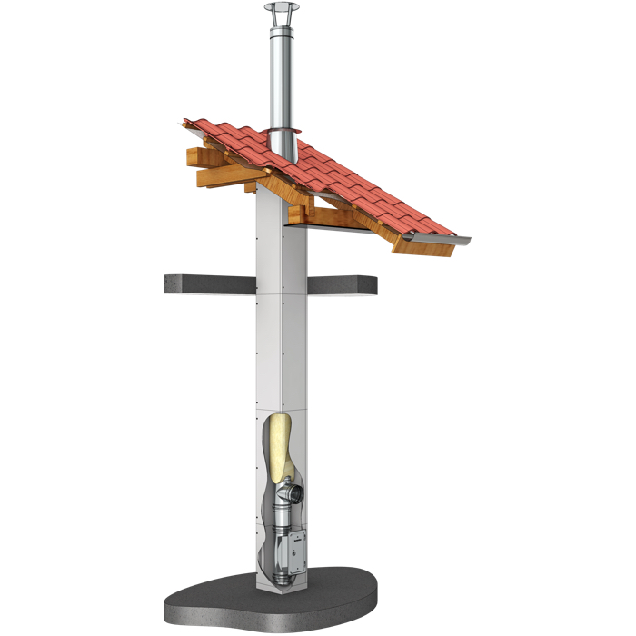 Edelstahlkamin mit Brandschutzverkleidung