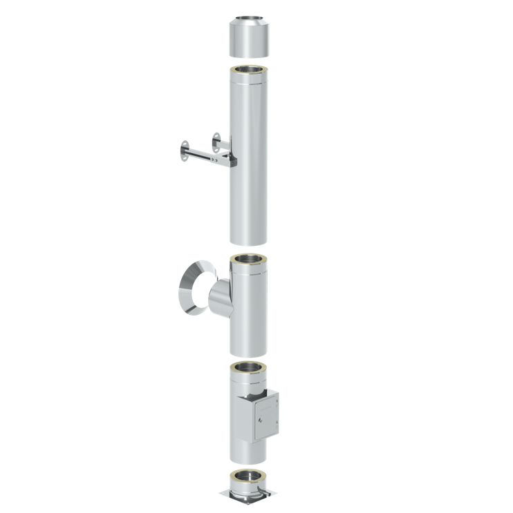 Bauteilzeichnung Design Edelstahlkamin, der Schöne