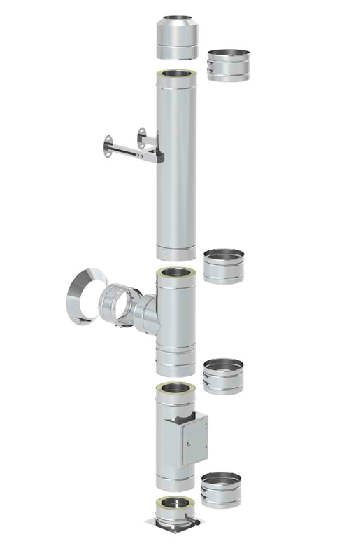 Explosionszeichnung DW-FU, der hochwertige Edelstahlkamin von Pignitter Kaminbau